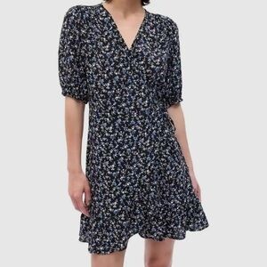 Gap Floral Black Wrap Dress